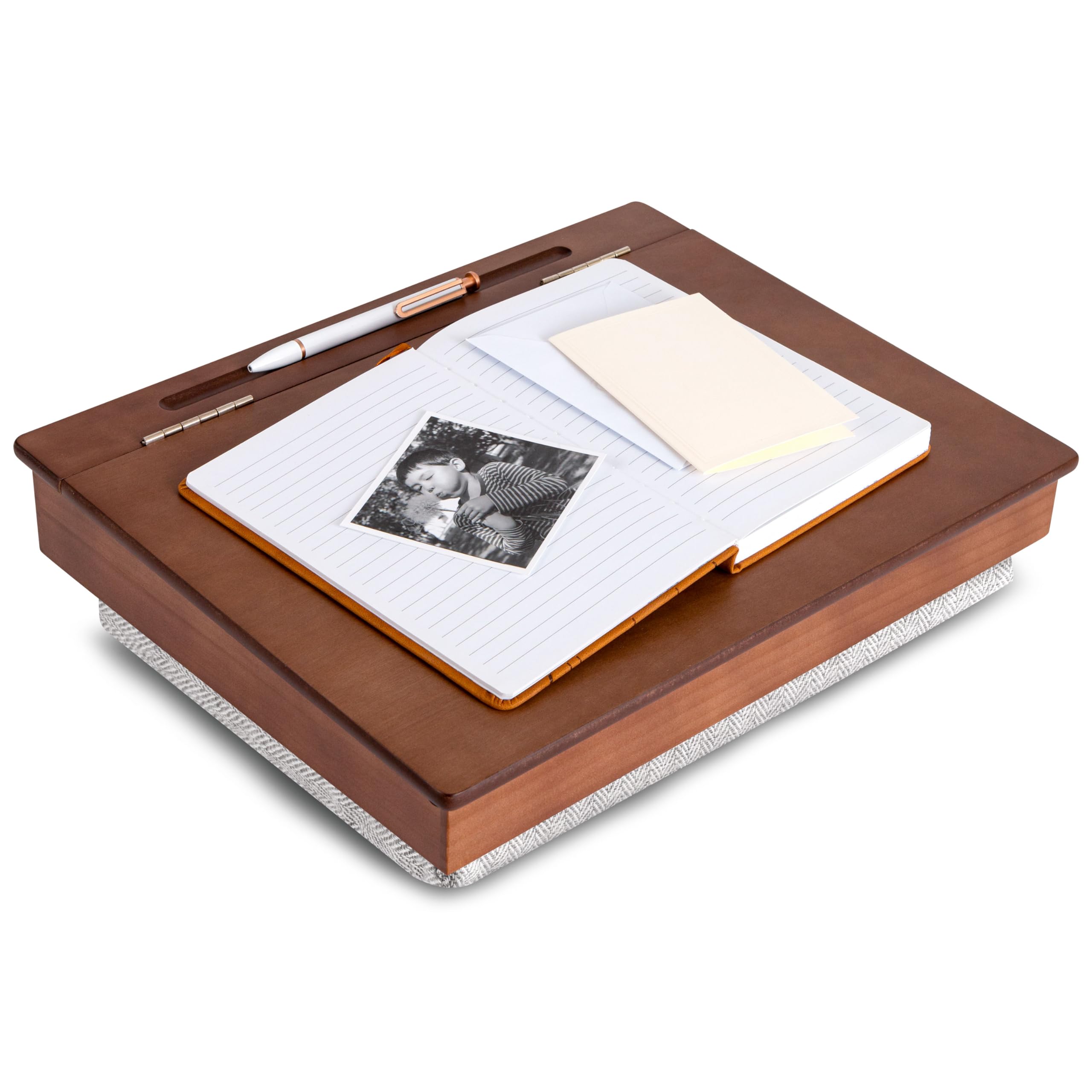 Lapgear Schoolhouse Lap Desk With Storage Compartments - Acacia Wood - Java - Style No. 45072